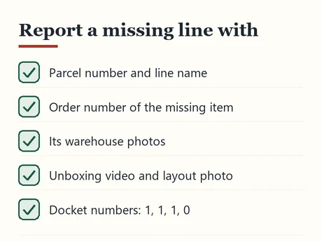 Checklist of what to include when reporting a missing item