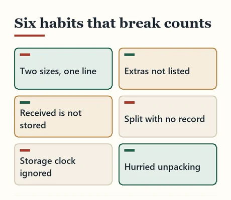 Six tiles naming habits that break a haul count
